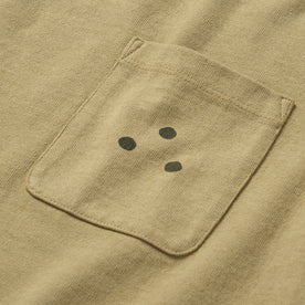 material shot of the front pocket on The Heavy Bag Tee in Khaki Dahlia, Knits by Taylor Stitch