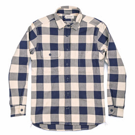 The Moto Utility Shirt in Natural & Navy Buffalo Plaid, Wovens by Taylor Stitch