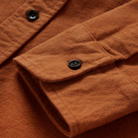 Material shot of the cuffs on The Yosemite Shirt in Copper, Wovens by Taylor Stitch