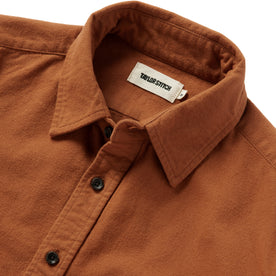 Material shot of the collar on The Yosemite Shirt in Copper, Wovens by Taylor Stitch