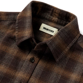 Material shot of the collar on The Yosemite Shirt in Timber Shadow Plaid, Wovens by Taylor Stitch