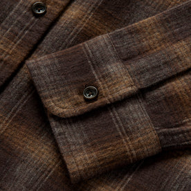 Material shot of the cuffs on The Yosemite Shirt in Timber Shadow Plaid, Wovens by Taylor Stitch