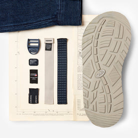 material shot of the outsoles on The Z/1 Classic USA in Navy Waffle, Footwear by Taylor Stitch