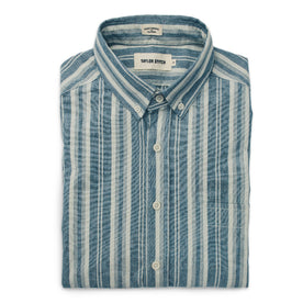 The Short Sleeve California in Blue Striped Chambray: Featured Image, Wovens by Taylor Stitch