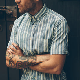 The Short Sleeve California in Blue Striped Chambray: Alternate Image 4, Wovens by Taylor Stitch