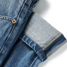 material shot of the cuffs on The Democratic Jean in Patch Wash Selvage, Bottoms by Taylor Stitch