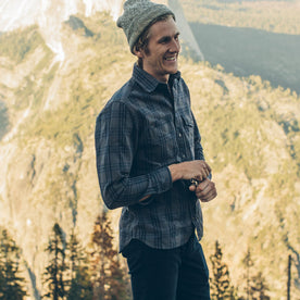 The Crater Shirt in Charcoal & Navy Plaid, Wovens by Taylor Stitch