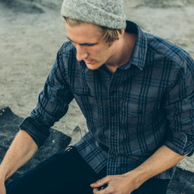 The Crater Shirt in Charcoal & Navy Plaid, Wovens by Taylor Stitch