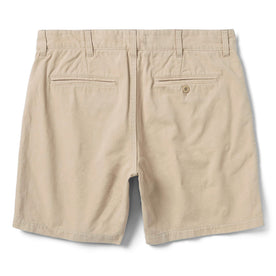 flatlay of The Foundation Short in Khaki Twill, shown from the back, Bottoms by Taylor Stitch