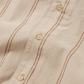 material shot of the buttons on The Tulum in Latte Stripe, Wovens by Taylor Stitch