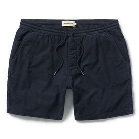 flatlay of The Après Short in Dark Navy Pinwale, Shorts by Taylor Stitch