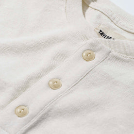 material shot of the buttons on The Heavy Bag Henley in Natural, Knits by Taylor Stitch