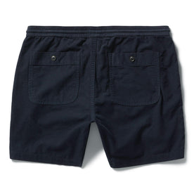 flatlay of The Après Short in Dark Navy Pinwale, shown from the back, Shorts by Taylor Stitch