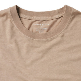 material shot of the collar of The Cotton Hemp Tee in Khaki, Knits by Taylor Stitch