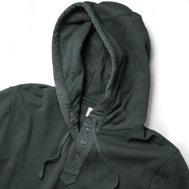 material shot of the hood of The Fillmore Snap Hoodie in Deep Sea Terry, Knits by Taylor Stitch