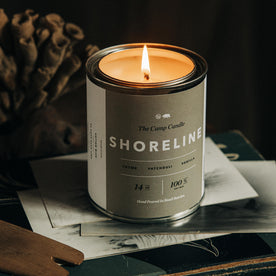 material shot of The Camp Candle in Shoreline on paper, Accessories by Taylor Stitch