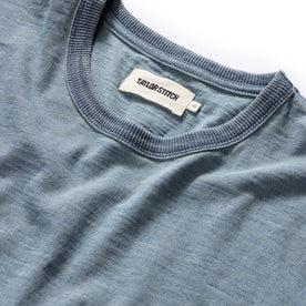 material shot of the neck opening on The Organic Cotton Tee in Dyed Indigo, Knits by Taylor Stitch