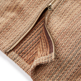 material shot of the two way YKK zipper on The Riptide Jacket in Baja Stripe, Outerwear by Taylor Stitch