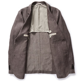 flatlay of The Sheffield Sport Coat in Cocoa Linen, shown open, Outerwear by Taylor Stitch