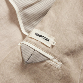 material shot of the interior pocket on The Sheffield Sport Coat in Natural Linen, Outerwear by Taylor Stitch