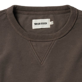 material shot of the ribbed collar on The Short Sleeve Fillmore Crew in Walnut, Knits by Taylor Stitch