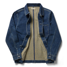 front flatlay of The Ojai Jacket in Sawyer Wash Selvage opened, Outerwear by Taylor Stitch