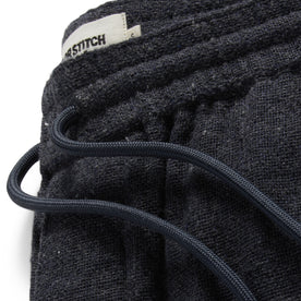 material shot of the drawstring of The Apres Pant in Charcoal Donegal, Bottoms by Taylor Stitch