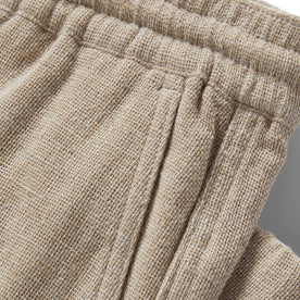 material shot of the texture of The Apres Pant in Oat Donegal, Bottoms by Taylor Stitch