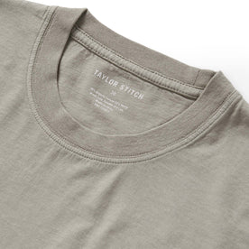 material shot of the collar on The Cotton Hemp Tee in Sagebrush, Knits by Taylor Stitch