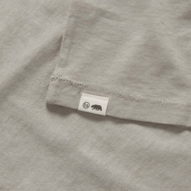 material shot of the TS label on The Cotton Hemp Tee in Sagebrush, Knits by Taylor Stitch