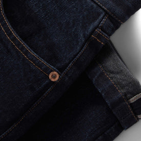 material shot of the selvage cuffs on The Demcratic Jean in Wallace Wash Organic Selvage, Bottoms by Taylor Stitch