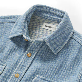 material shot of the collar on The Division Shirt in Washed Indigo, Wovens by Taylor Stitch