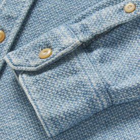 material shot of the sleeve on The Division Shirt in Washed Indigo, Wovens by Taylor Stitch