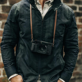 fit model showing the front of The Flint Jacket in Blackwatch Dry Wax, Outerwear by Taylor Stitch