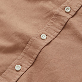 material shot of the buttons on The Jack in Dried Acorn Oxford, Wovens by Taylor Stitch