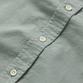 material shot of the buttons of The Jack in Slate Oxford, Wovens by Taylor Stitch