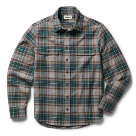 flatlay of The Ledge Shirt in Coastline Plaid, shown in full, Wovens by Taylor Stitch