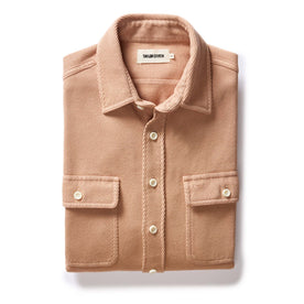 flatlay of The Ledge Shirt in Dusty Coral Twill, Wovens by Taylor Stitch