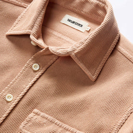 material shot of the collar on The Ledge Shirt in Dusty Coral Twill, Wovens by Taylor Stitch