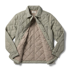 flatlay of The Ojai Jacket in Sagebrush Diamond Quilt open, Outerwear by Taylor Stitch