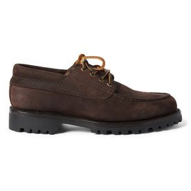 side image of The Ridge Moc in Chocolate Nubuck, Footwear by Taylor Stitch