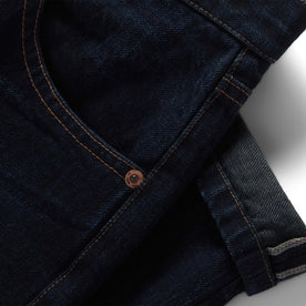 material shot of the selvage cuffs on The Slim Jean in Wallace Wash Organic Selvage, Bottoms by Taylor Stitch