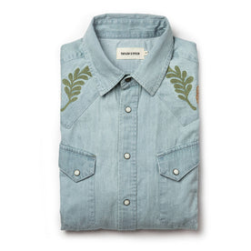 The Embroidered Western Shirt in Washed Denim - featured image