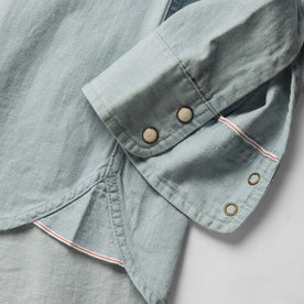 material shot of the snap cuffs on The Embroidered Western Shirt in Washed Selvage, Wovens by Taylor Stitch