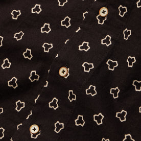 material shot of the buttons on The Short Sleeve Hawthorne in Espresso Geo, Wovens by Taylor Stitch