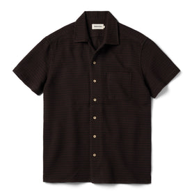 flatlay of The Short Sleeve Hawthorne in Espresso Pickstitch Waffle, Wovens by Taylor Stitch