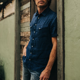 The Short Sleeve Western in Indigo Linen - featured image