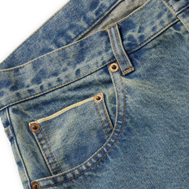 material shot of pocket and selvage detail on The Democratic Jean in 24-Month Japanese Selvage, Bottoms by Taylor Stitch