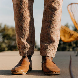 fit model showing off the cuffs on The Apres Pant in Baja Stripe, Bottoms by Taylor Stitch