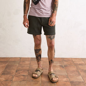 fit model in The Apres Short in Army Waffle, Bottoms by Taylor Stitch